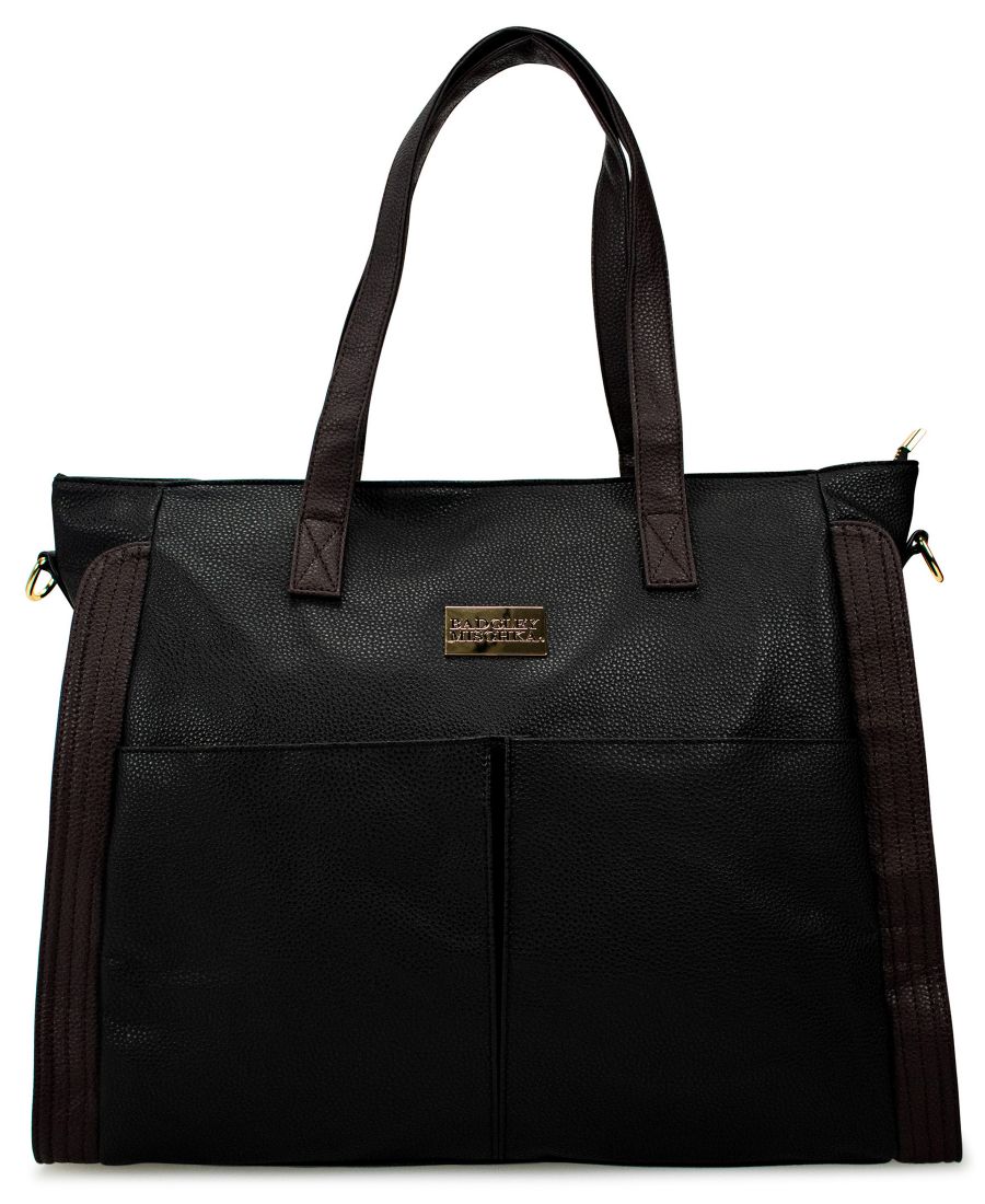 

Сумка-тоут из искусственной кожи цвета розы, дорожная сумка для выходных Badgley Mischka, черный