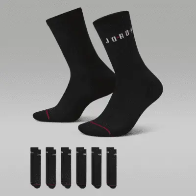 

Носки Jordan Everyday Crew (6 шт), цвет Black/Gym Red/White