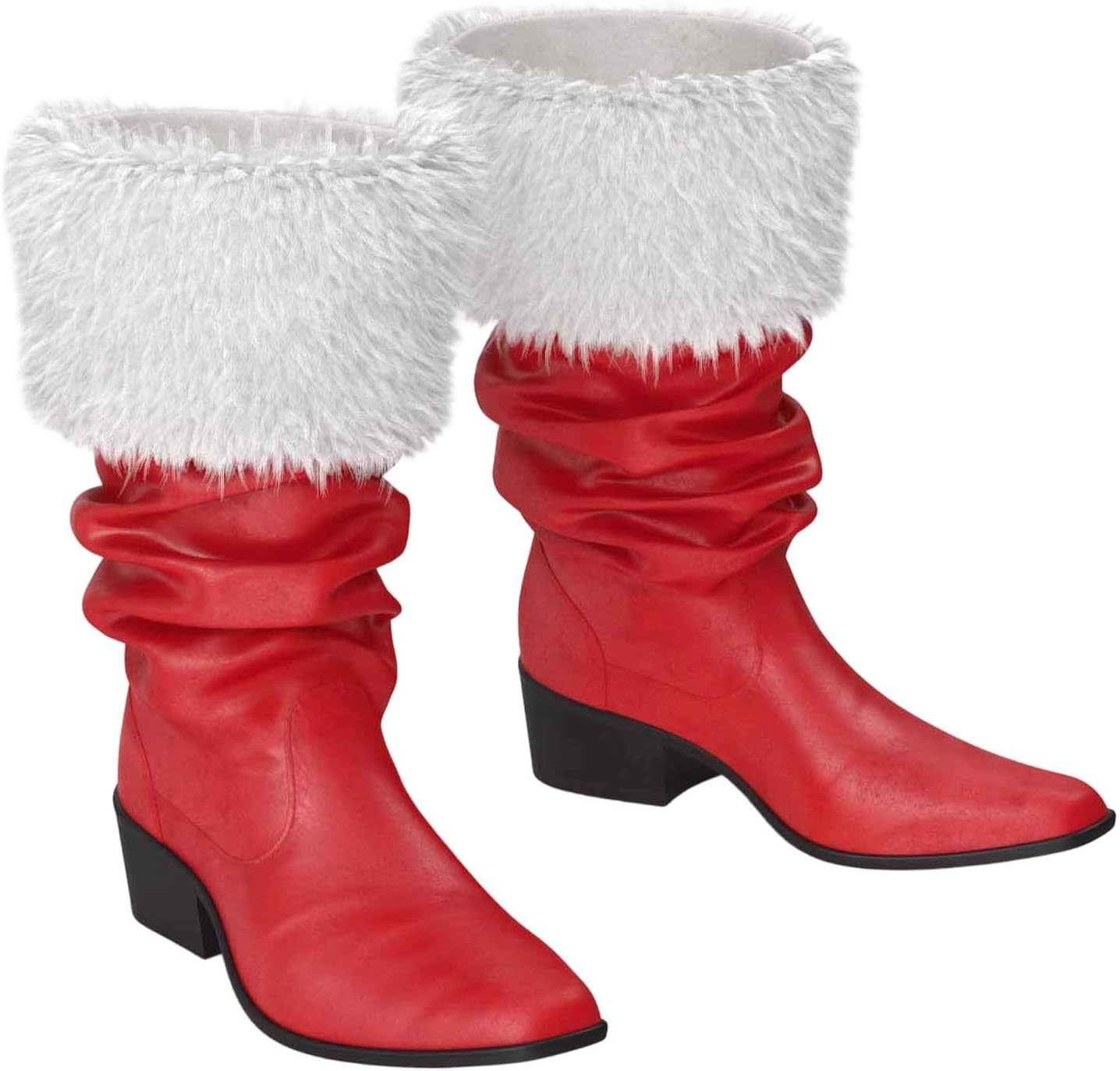 

Мужские женские рождественские сапоги Санты, парная зимняя мода, однотонные кожаные ботинки до середины икре, удобные стильные рождественские ботинки на танкетке, зимние ботинки Generic, красный