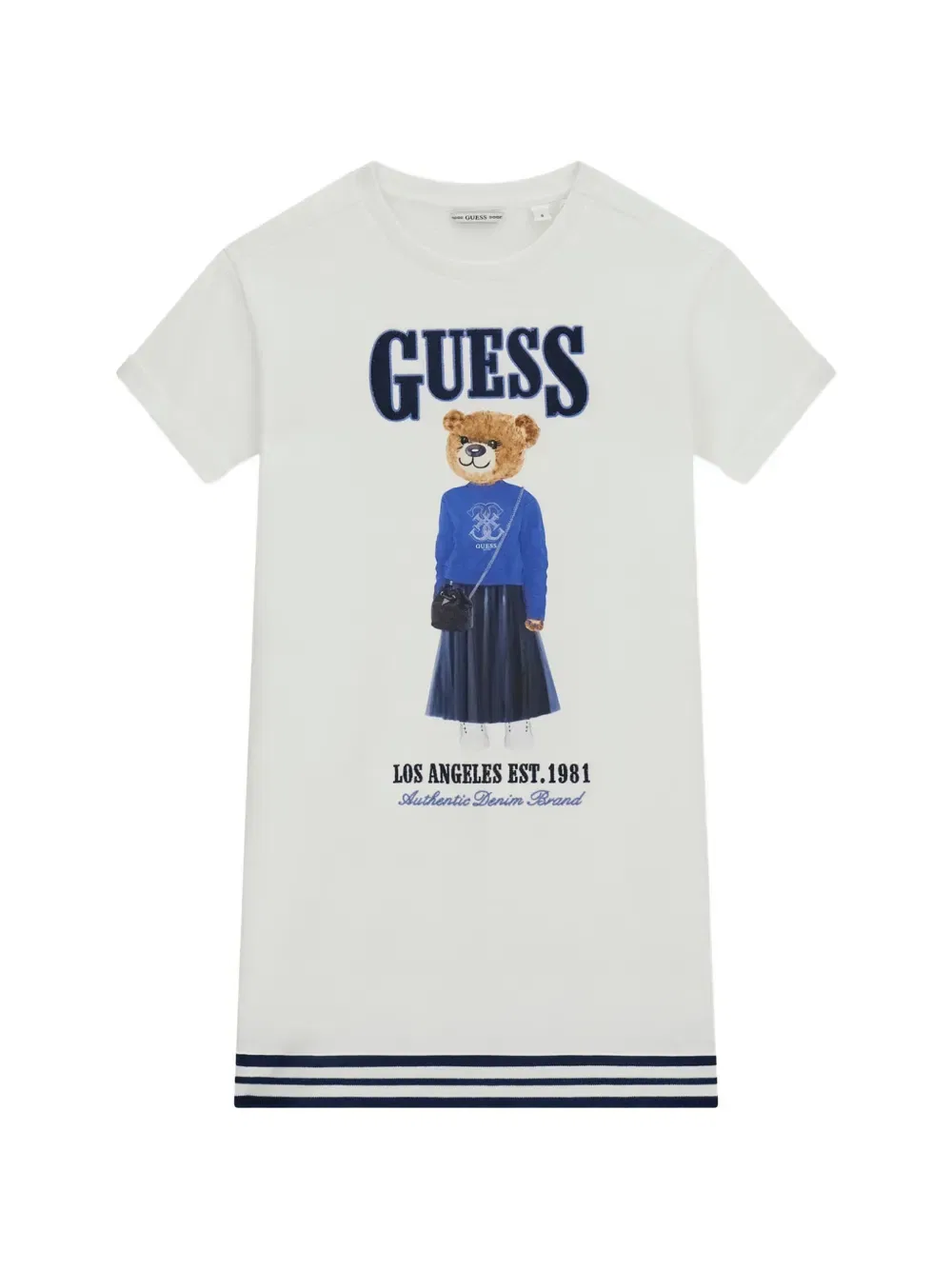 Платье-футболка с медвежьим принтом Guess Kids, белый