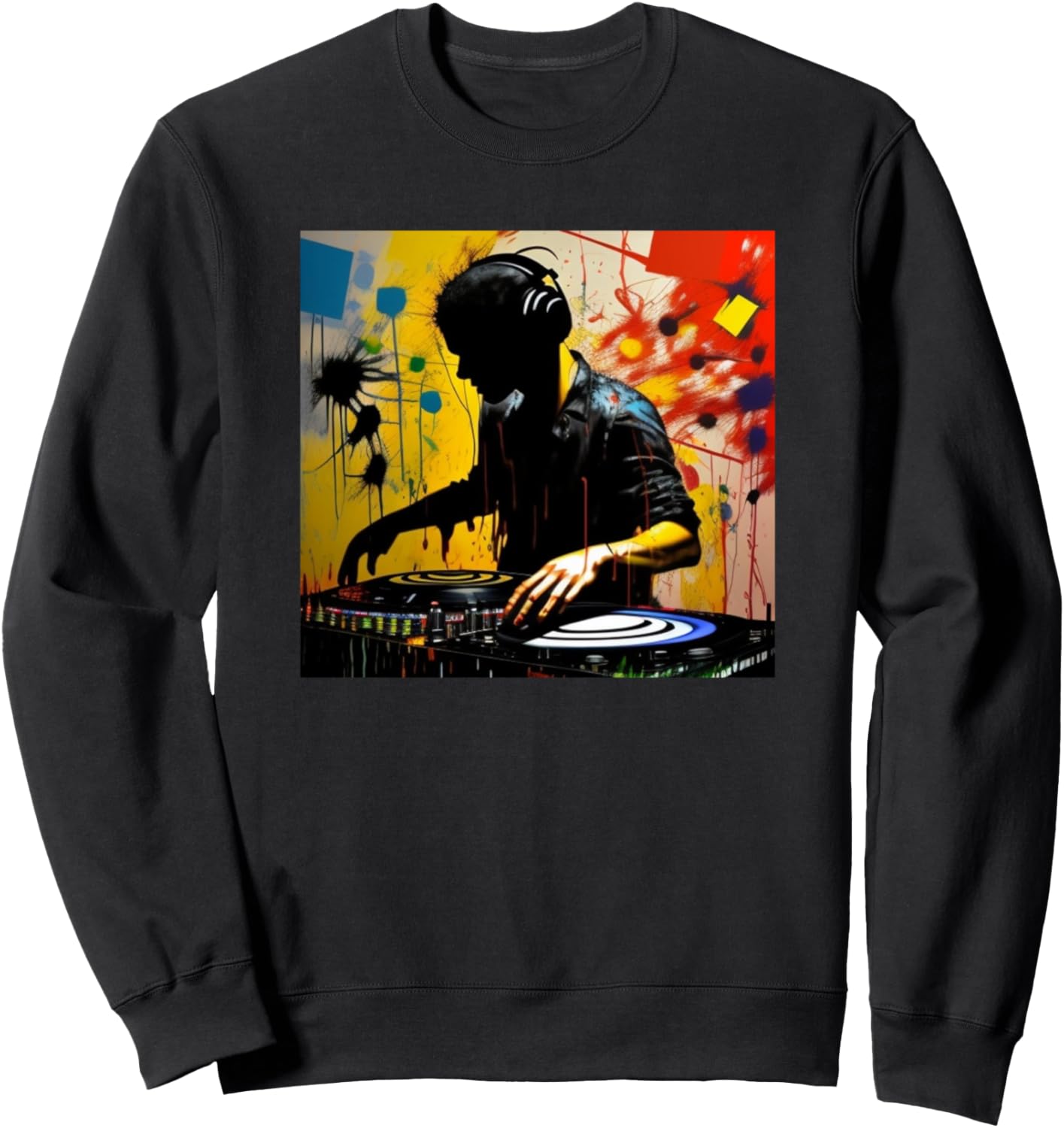 

Яркая толстовка с силуэтом диджея Ди Джоки и проигрывателем виниловых пластинок Dj Turntable | Discjockey Men Women Kids Boys Gift, черный