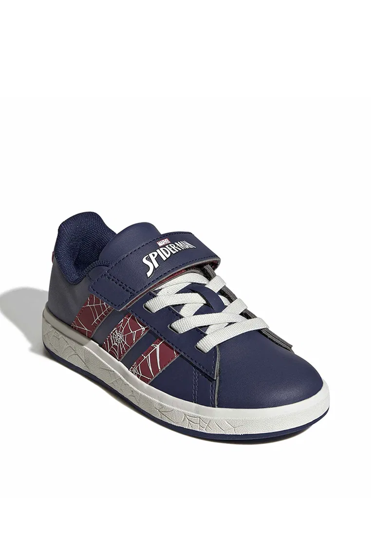 Кроссовки, коллаборация с Marvel Spider-Man, модель Grand Court, Adidas, темно-синий/темно-бордовый/кремовый — фото 2