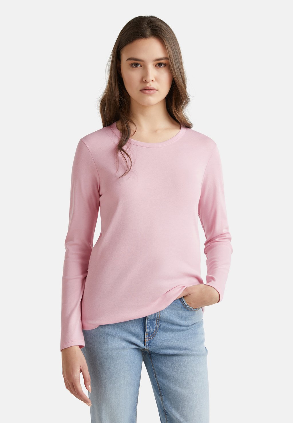 

Топ с длинными рукавами United Colors of Benetton, розовый