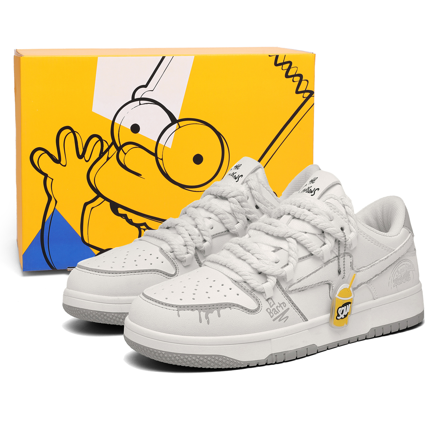 

The Simpsons Износостойкие легкие дышащие лоу-топ скейтбордские кроссовки унисекс белые, цвет White