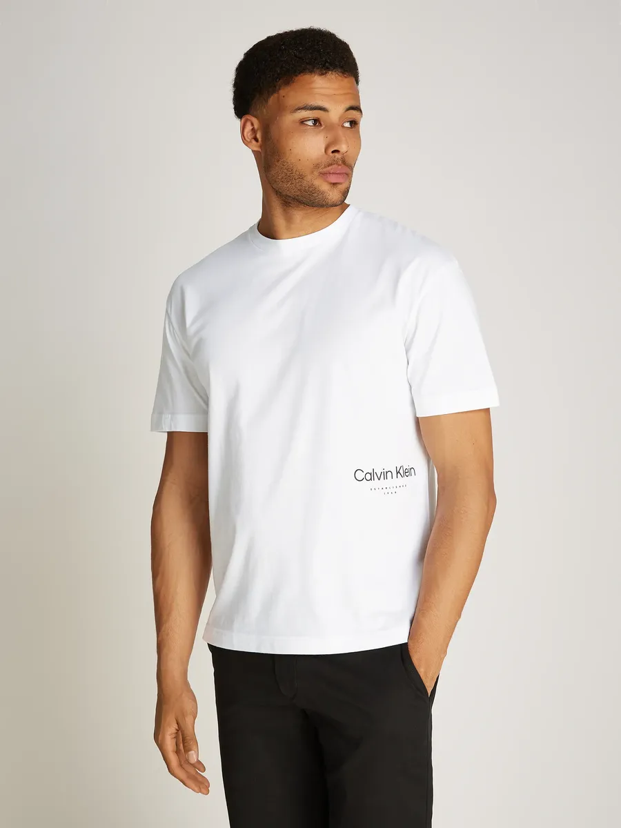 

Футболка Calvin Klein "OFF PLACEMENT LOGO T-SHIRT" с надписью-логотипом, белый