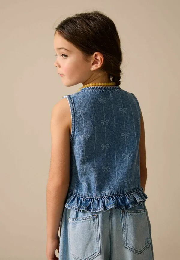 Жилет без рукавов стандартного кроя с бантом Next, Denim Blue — фото 4
