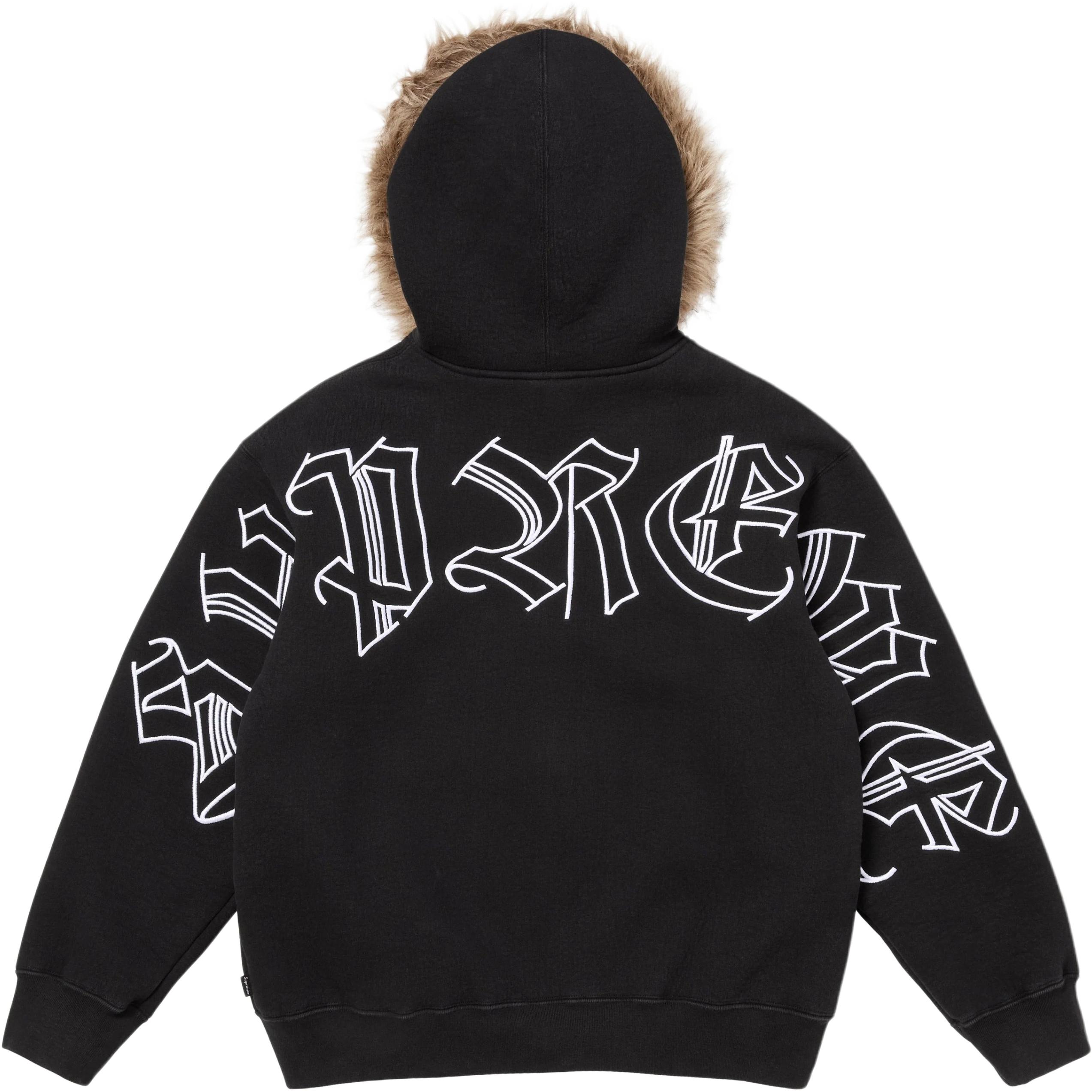 

Худи на молнии из искусственного меха Supreme, черный