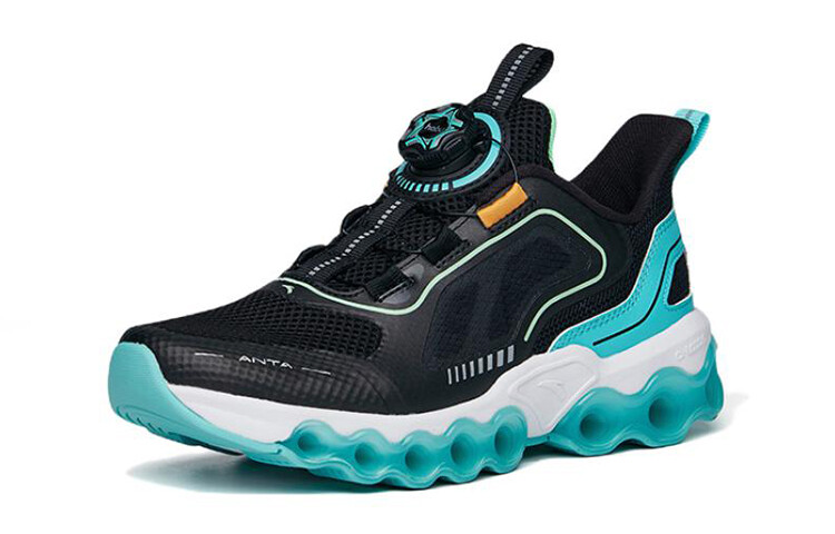 Детские кроссовки GS Low-top черные/флуоресцентные Aqua Green Anta Kids — фото 2