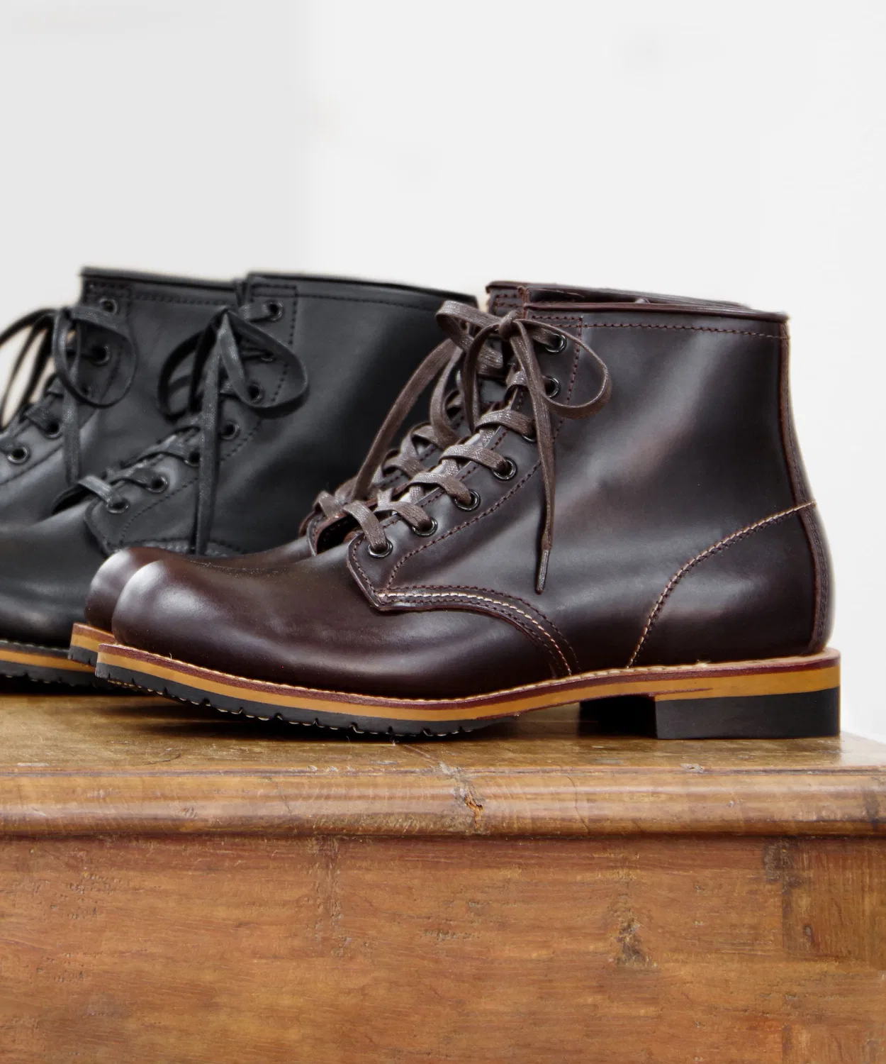 Ботинки рабочие из натуральной кожи DIAMOND STREET, Goodyear Welt, цвет тёмно-коричневый