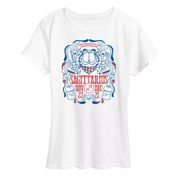 

Женская футболка с принтом Гарфилда Стрельца Licensed Character, белый