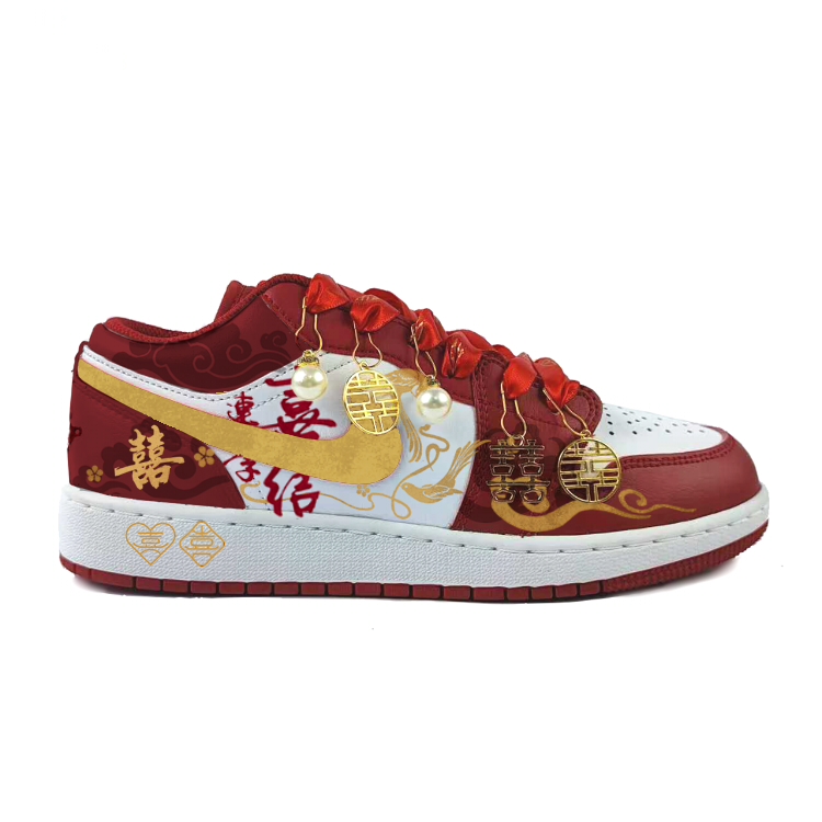 Jordan Air 1 Low Cushioning Low-Top детские баскетбольные кроссовки Red для подростков — фото 4