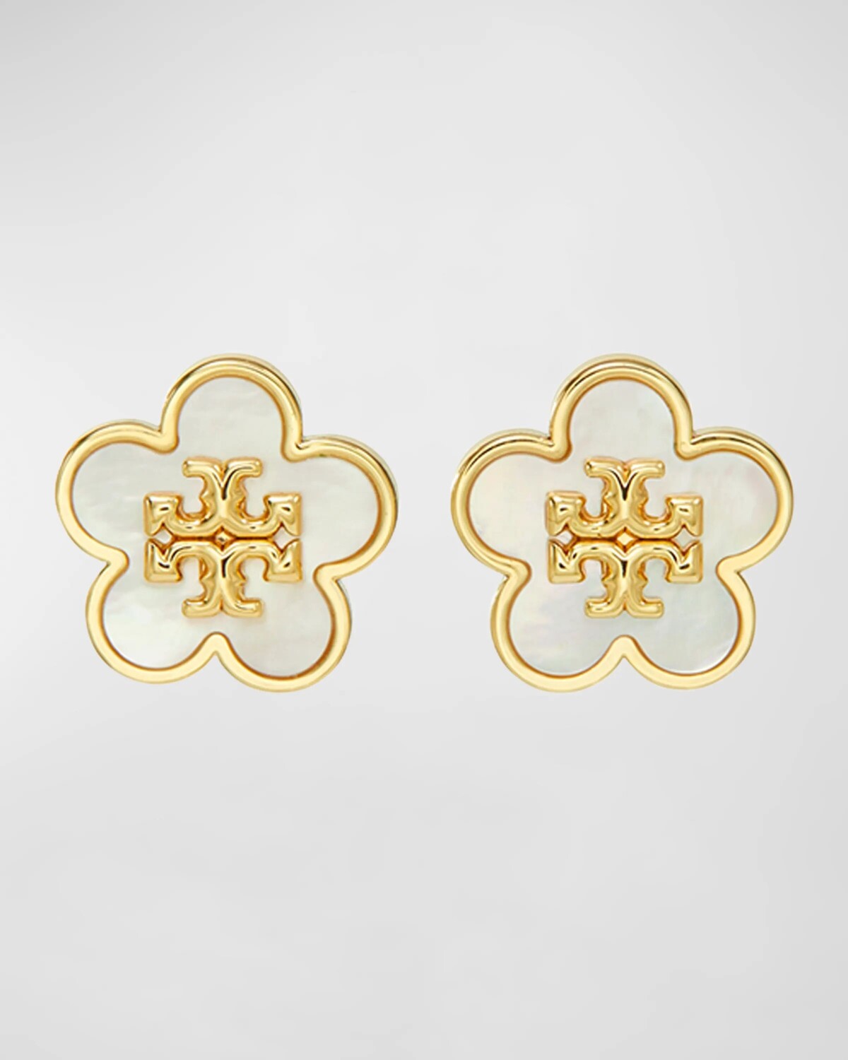 

Серьги-гвоздики Kira Flower Tory Burch, цвет Tory Gold / Mother O