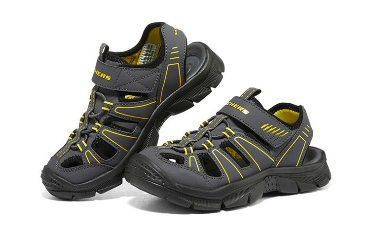 Низкие детские сандалии серо-черные подростковые Skechers Kids — фото 3