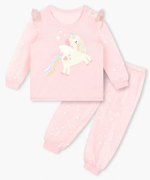 Детская пижама с длинным рукавом Twinkle Unicorn, хлопок, розовая — фото 3