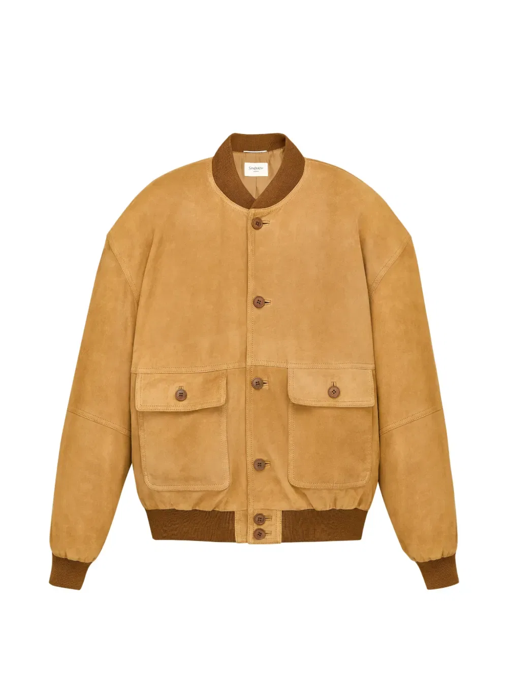 Замшевая куртка-бомбер Saint Laurent, нейтральный