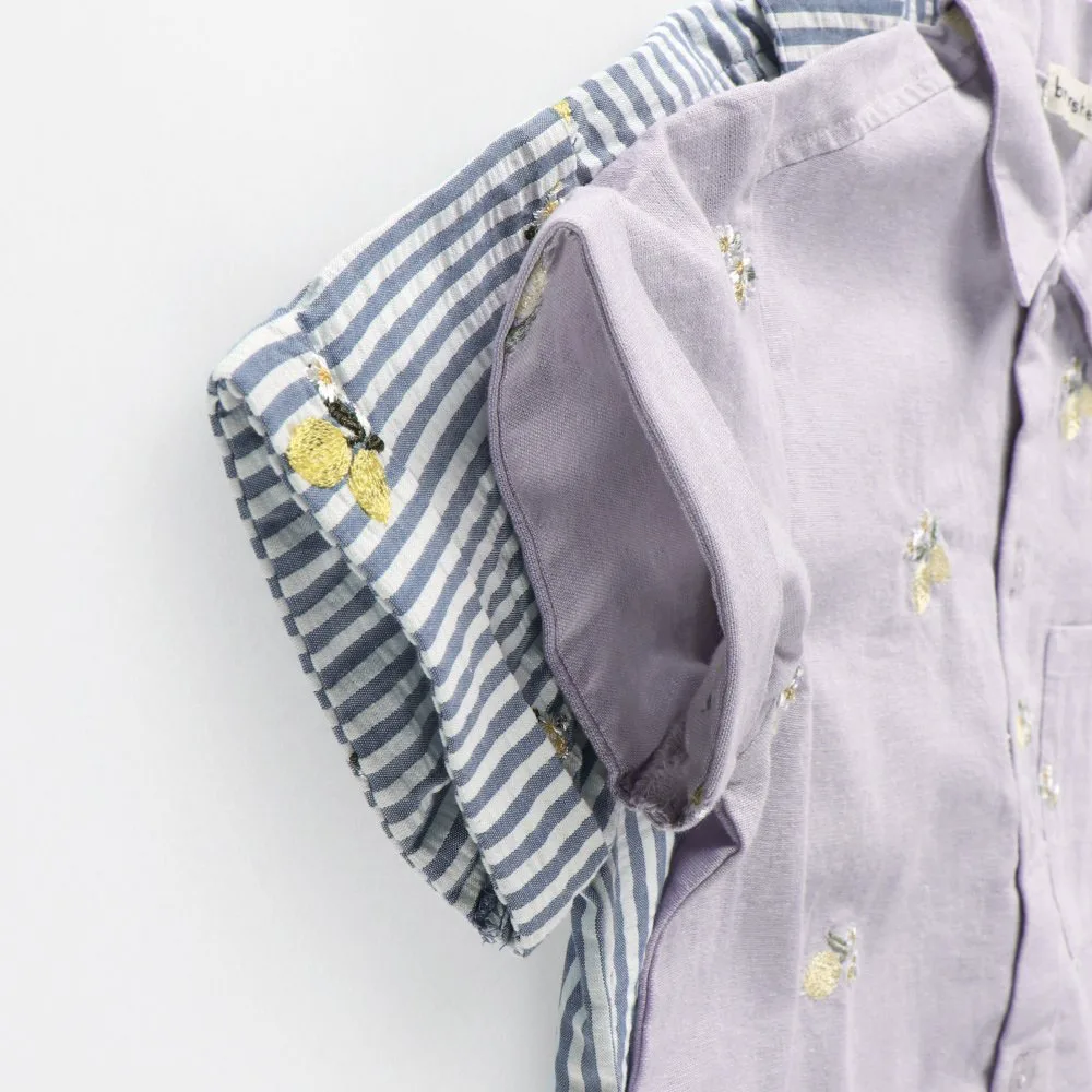 Рубашка с коротким рукавом, вышитая лимонами и цветами Branshes, Lavender — фото 3