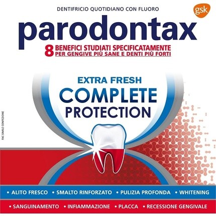 Зубная паста Parodontax Complete Protection Extra Fresh с фтором помогает остановить и предотвратить кровоточивость десен 75 мл — фото 2