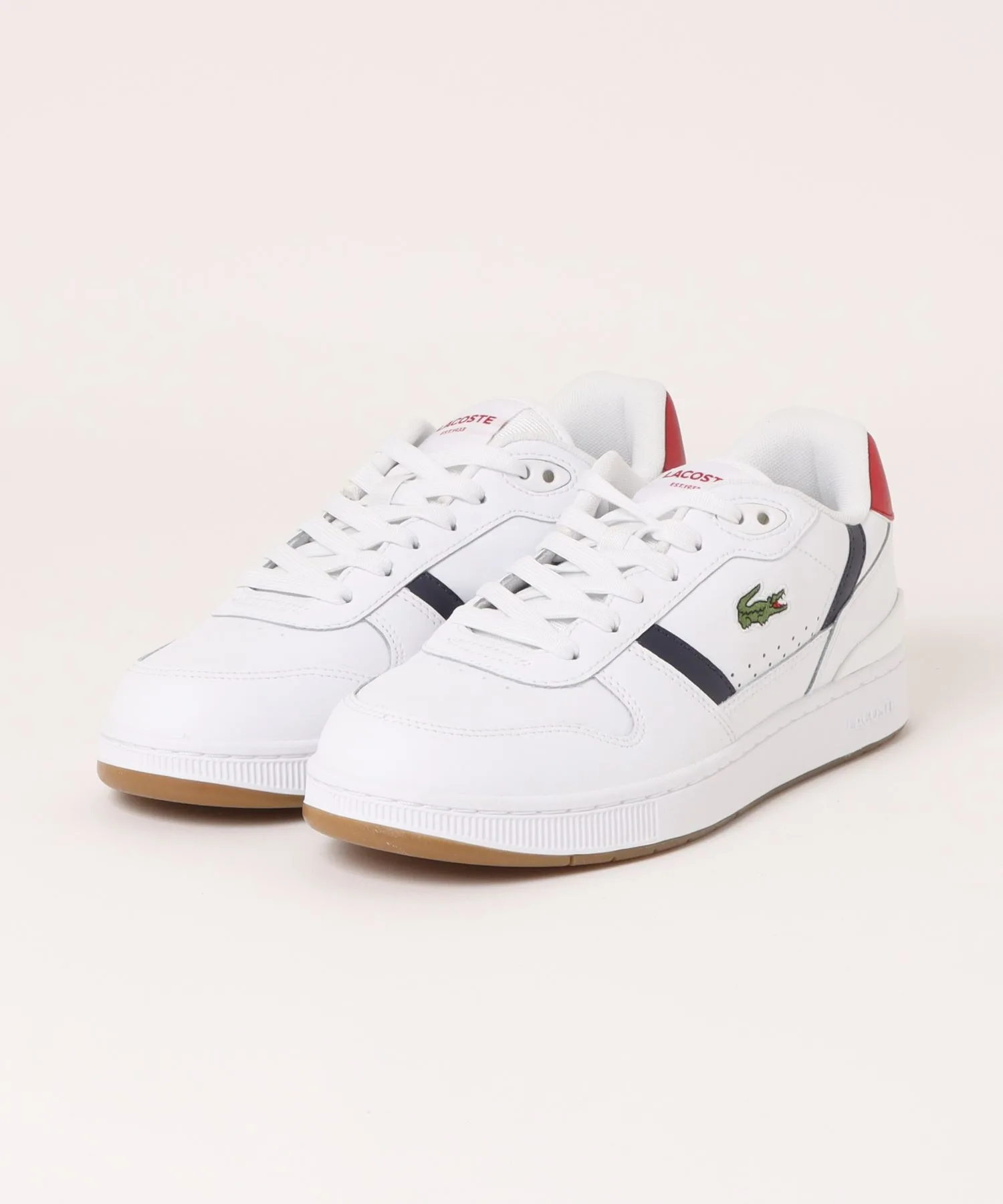 Мужские кроссовки из кожи LACOSTE T-CLIP SET 224 8 SMA белые