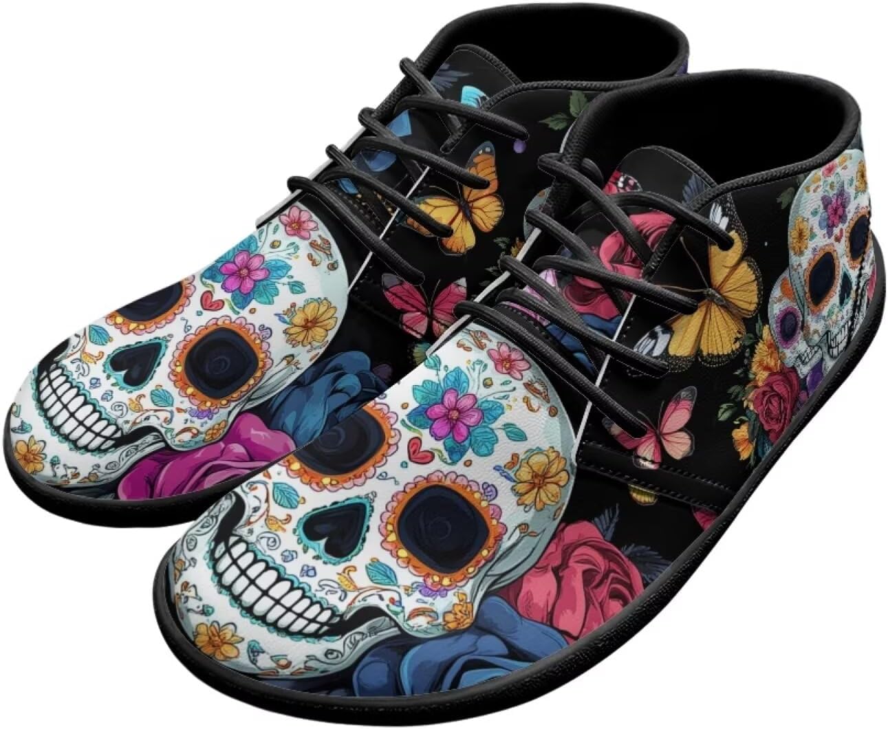 

Мужские кроссовки с черепами на голую ногу, подошва нулевая, противоскользящие, для бега, ходьбы и походов Xixirimido, Skulls Flower