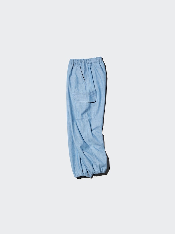 Джоггеры cargo из шамбре Uniqlo, 64 blue — фото 4