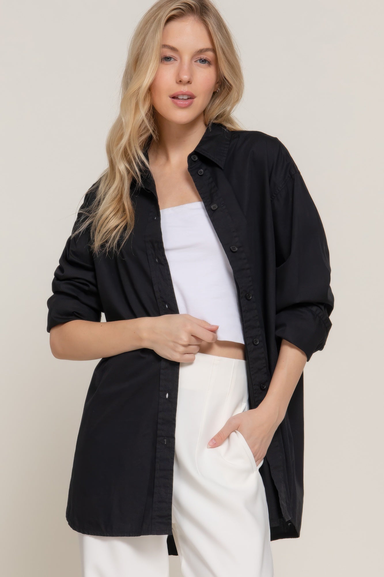 

FASHNZFAB рубашка свободного кроя с длинным рукавом, черный