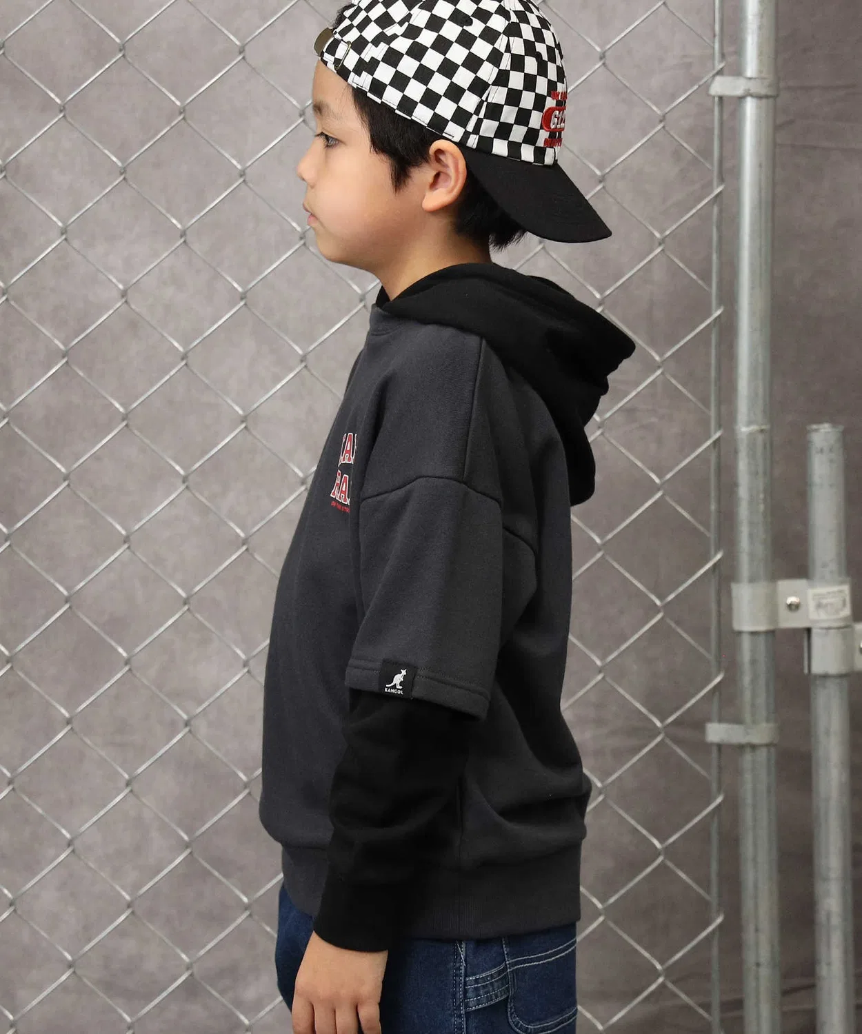Толстовка KANGOL с имитацией многослойности, серая — фото 4