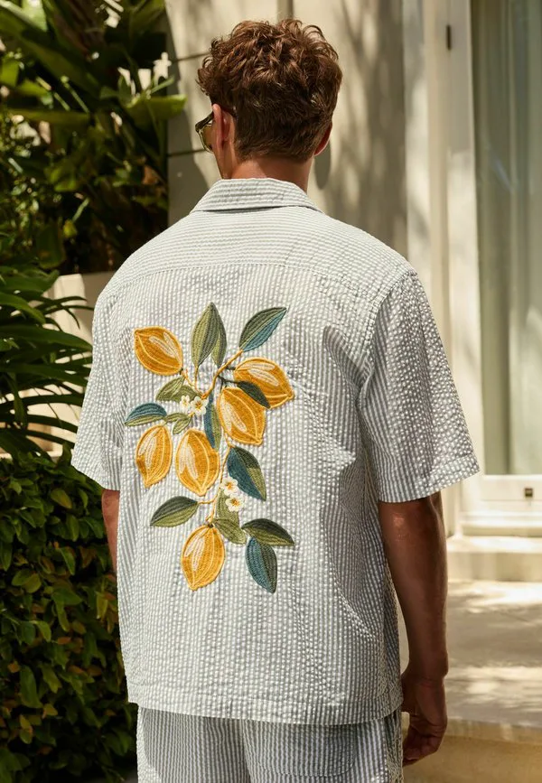 Рубашка с вышивкой стандартного кроя Next, Blue Stripe — фото 3