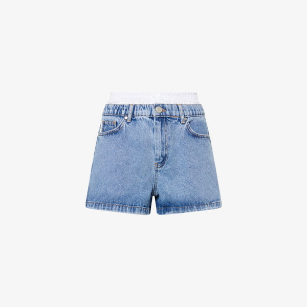 

Шорты джинсовые с брендовой нашивкой на поясе Boxer-Waistband The Couture Club, синий