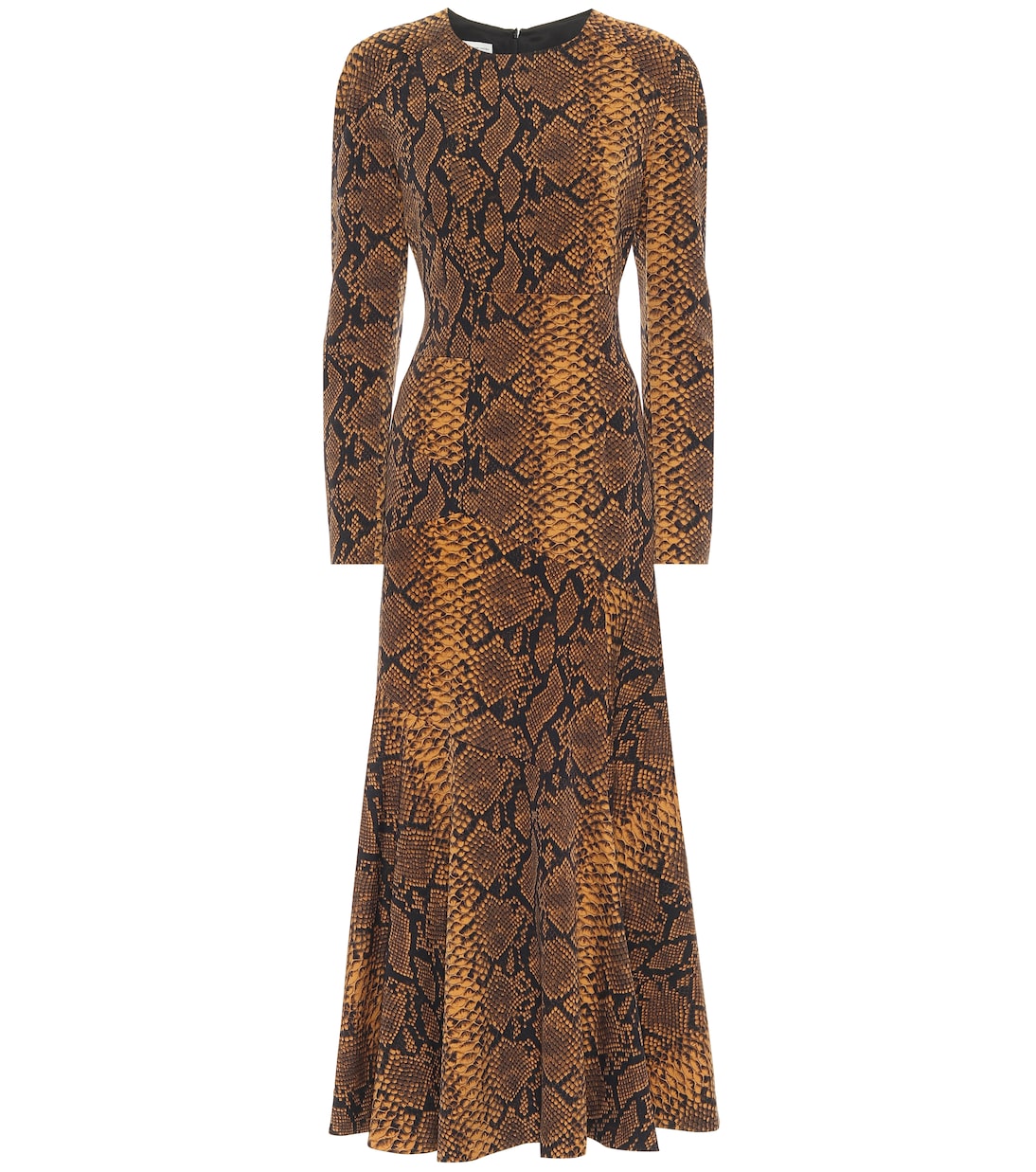 

Шерстяное платье миди со змеиным принтом Dries Van Noten, золотой