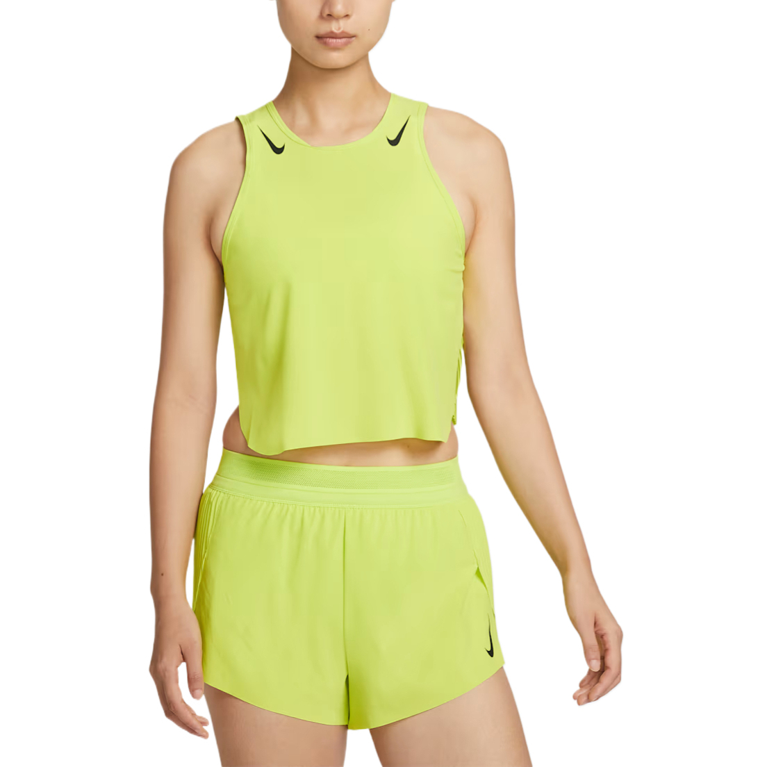 

Женский топ для бега Aeroswift Nike, cyber/черный