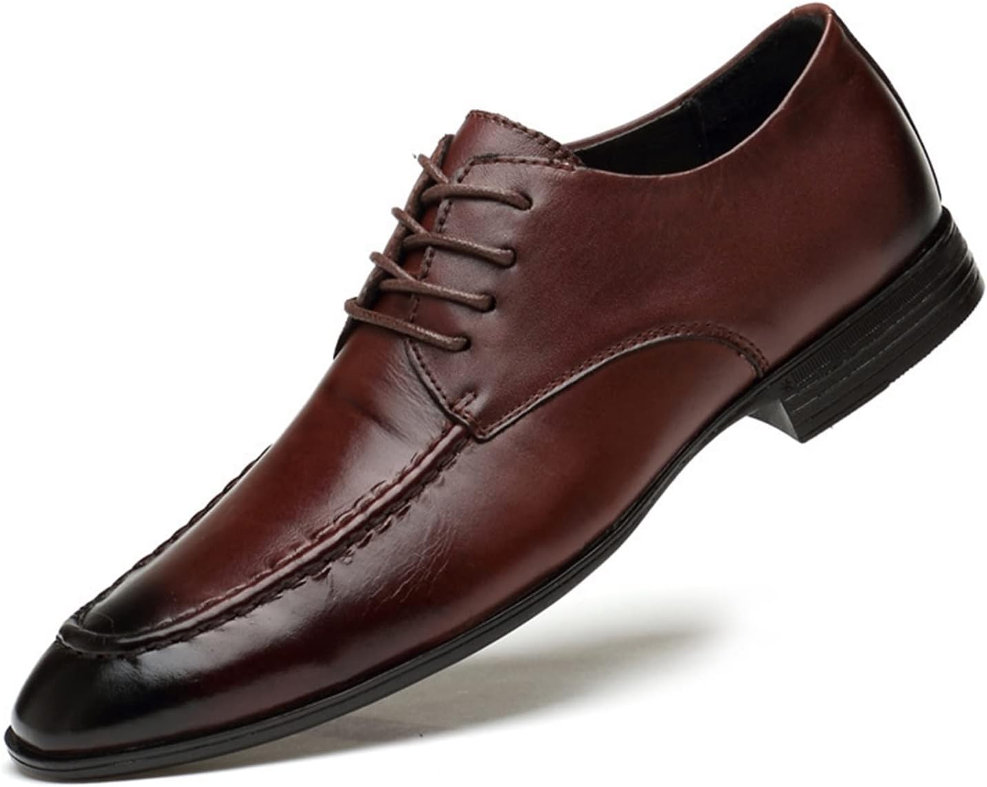 

Оксфордские классические туфли для мужчин на шнуровке, с отложным носком, полированным носком, на блочном каблуке, с нескользящей резиновой подошвой, низкие, с противоскользящим покрытием Xjsdjhount, темно-коричневый