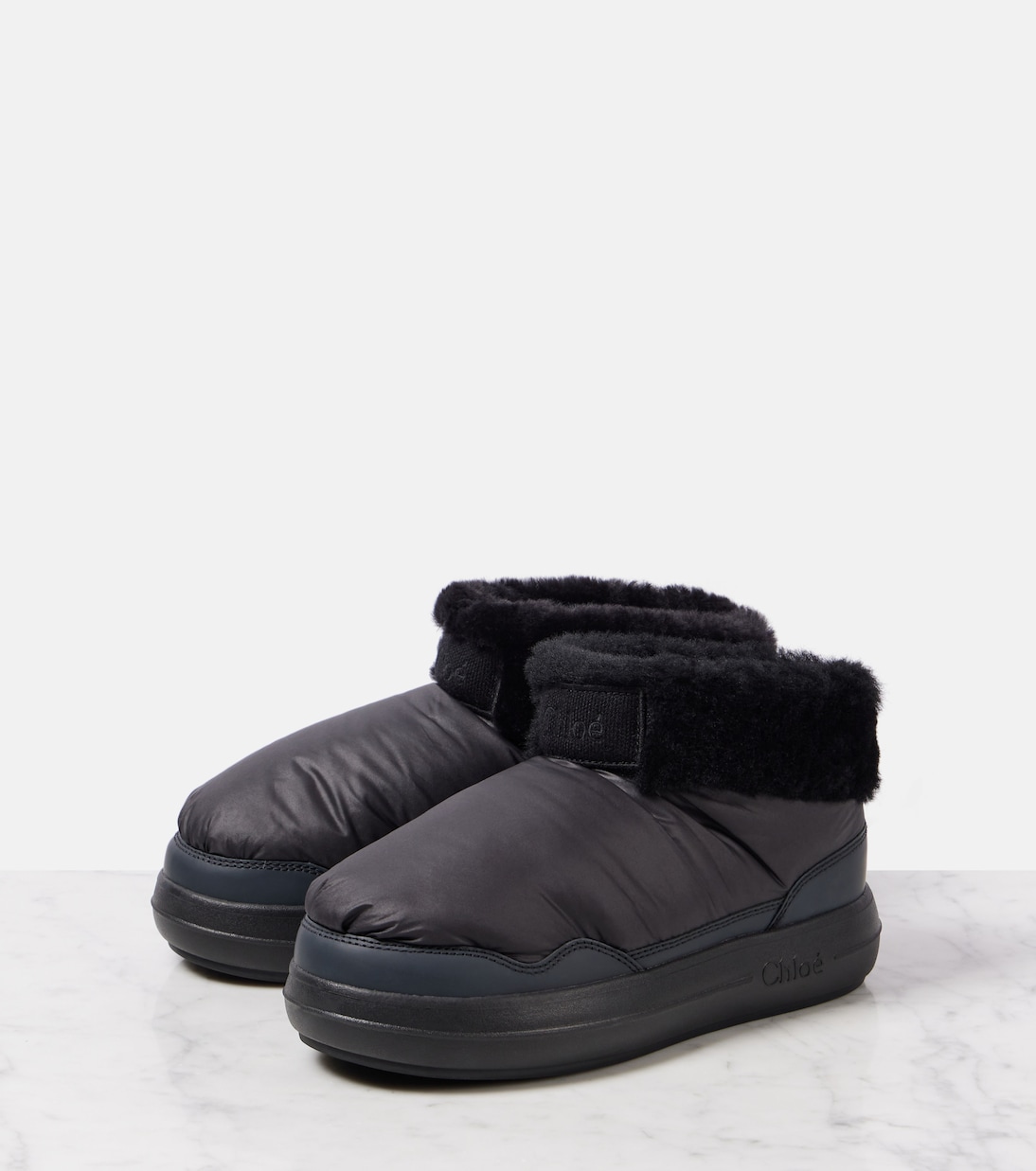Ботильоны Polar с отделкой из искусственной овчины Chloé, черный — фото 4