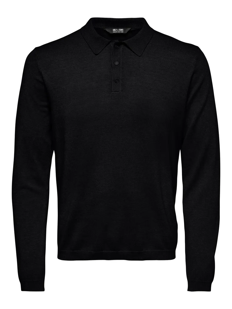 

Свитер с воротником-поло ONLY & SONS "ONSWYLER LIFE REG 14 LS POLO KNIT NOOS", черный