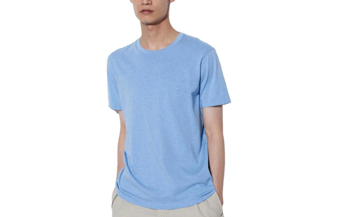 

Футболка унисекс пудрово-голубая Uniqlo, розовый/голубой
