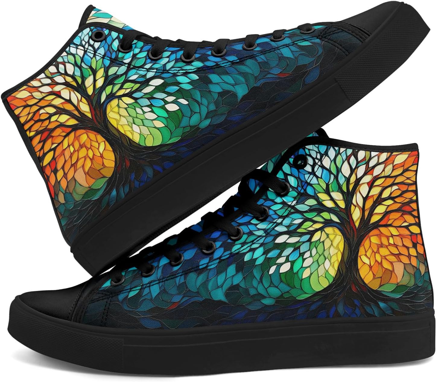 

Высокие кеды на шнуровке AWSOLE с принтом из витражного стекла для женщин и мужчин, разноцветные легкие модные повседневные обувные для прогулок