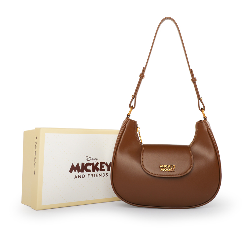 

Коллекция MESUCA/MESCA × Mickey Series Сумка через плечо малого размера с PU аппликацией и ПВХ полумесяцем Женская Disney, коричневый