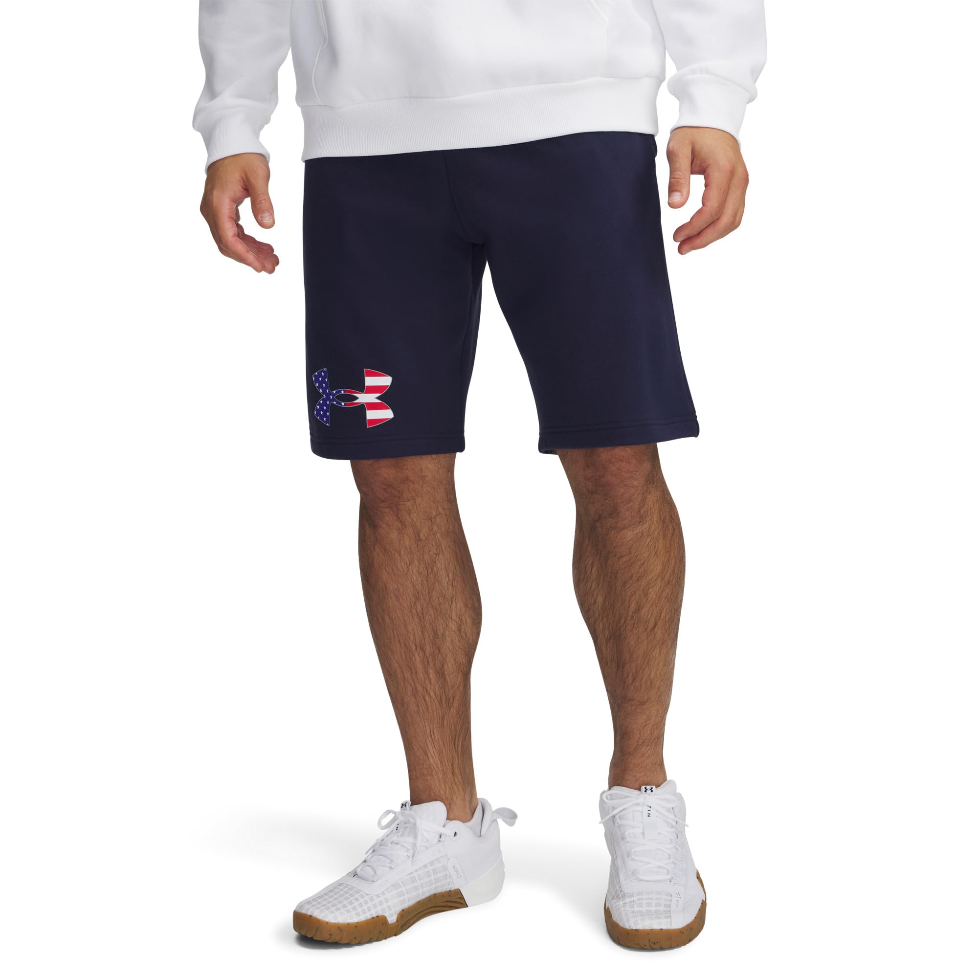

Шорты Under Armour Freedom Rival Big Flag Logo Shorts, Midnight Navy/Red