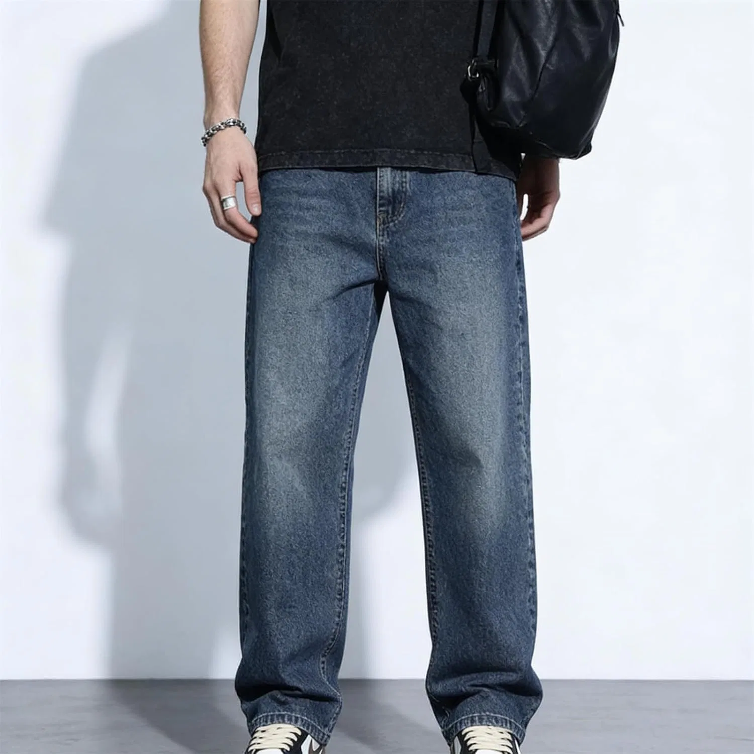 Джинсы свободные Men's Baggy Jeans, темно-синие — фото 2