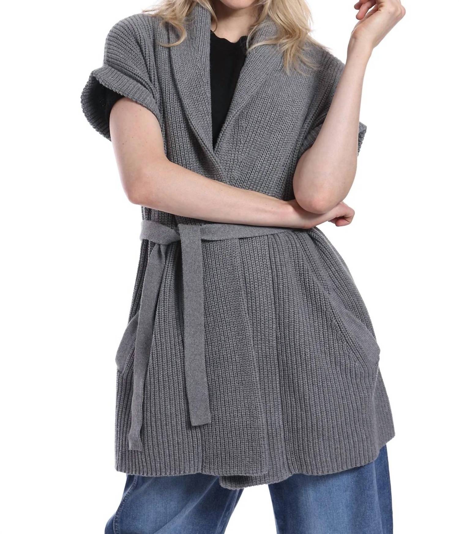 

Кардиган с поясом в сером оттенке Minnie Rose, цвет grey shadow