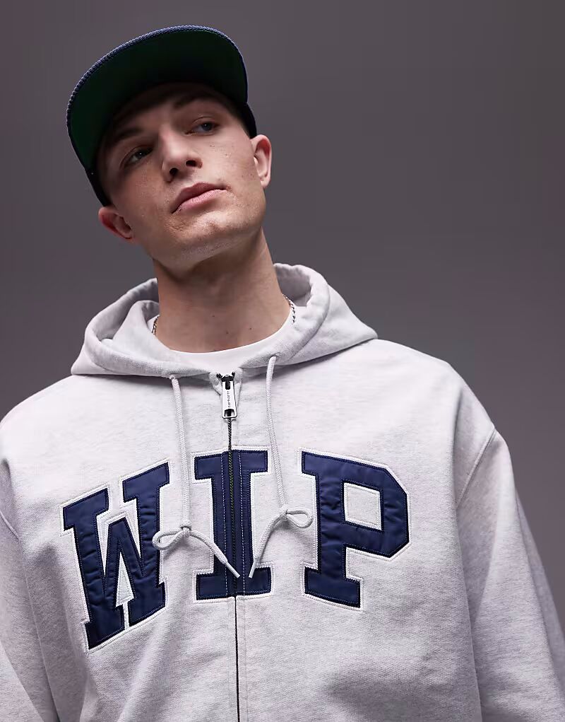 

Толстовка Carhartt WIP на молнии серого цвета