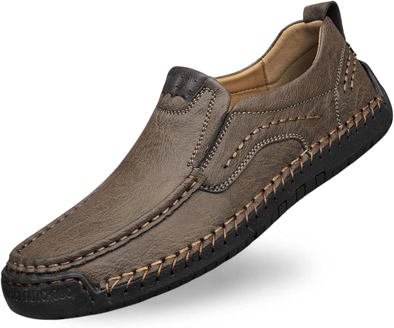 

Мужские кожаные слипоны мокасины, дышащие, удобные, для вождения, модная повседневная обувь, легкие для ходьбы Generic, хаки