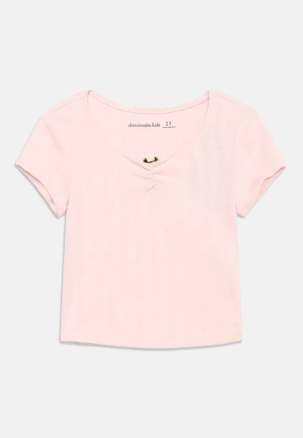 Футболка с принтом и вырезом-лодочкой Abercrombie & Fitch, Chalk Pink — фото 3