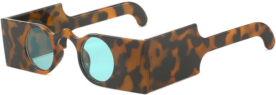 

Ретро уникальные квадратные женские солнцезащитные очки, модные, с маленькими круглыми линзами, защита от УФ-излучения UV400, женские очки с широкими дужками и леопардовым принтом mincl, Leopard&green