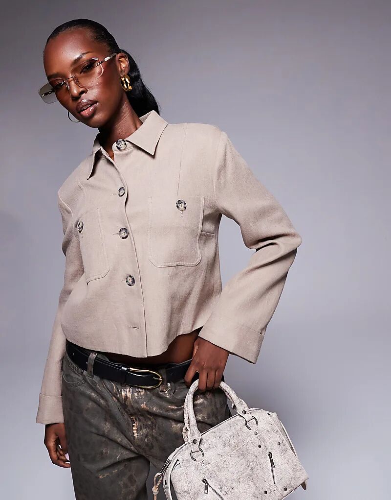 

Льняная верхняя рубашка бежевого цвета River Island