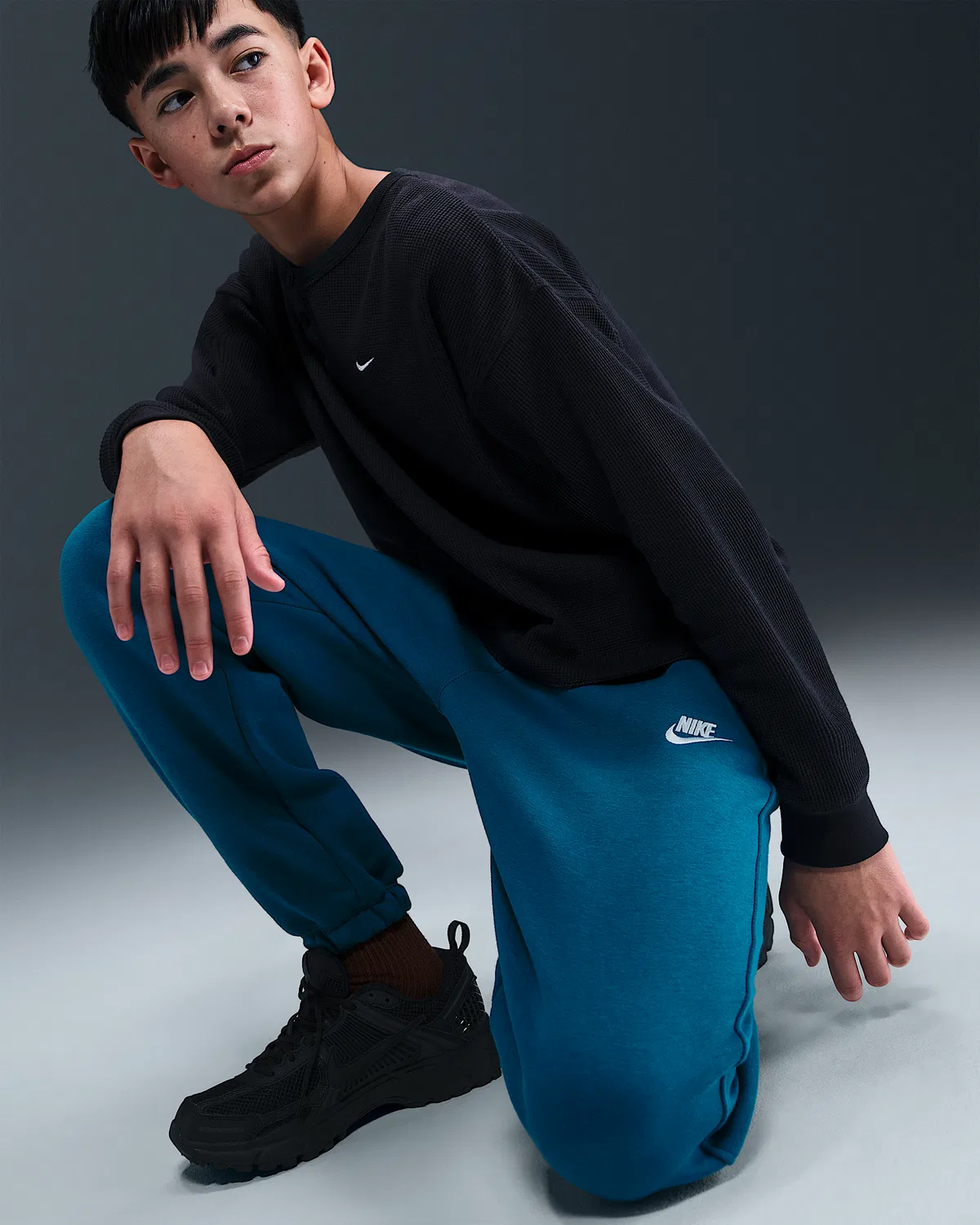 Детские свободные штаны Nike Sportswear Club Fleece, Green Abyss/Green Abyss/White — фото 4