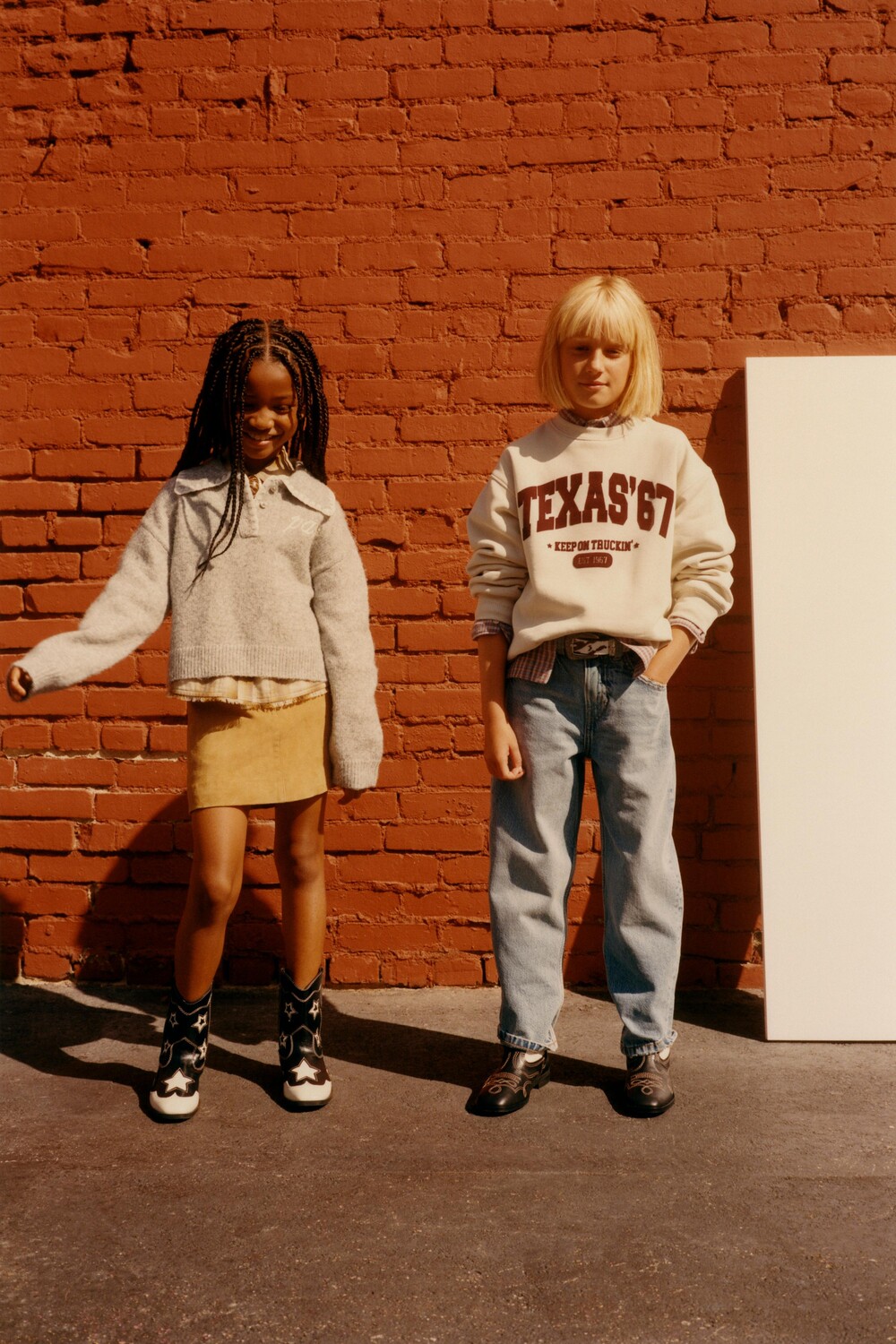 

Юбка из замши и кожи ZARA, цвет brandy