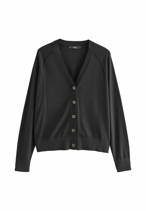 Кардиган Next Petite fit soft touch v neck button up, черный — фото 4