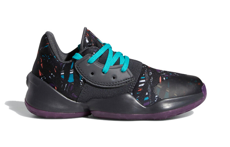 Баскетбольные кроссовки Harden Vol. 4 для детей PS Low-top, черные/синие Adidas — фото 2