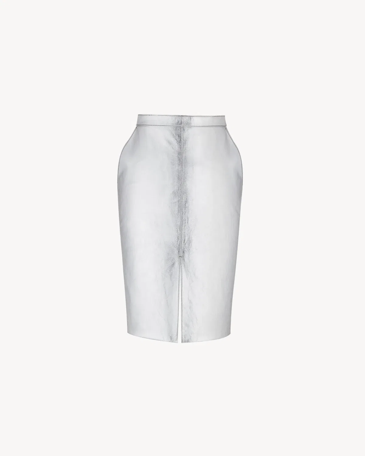 Юбка-карандаш из металлической кожи Saint Laurent, серебряный