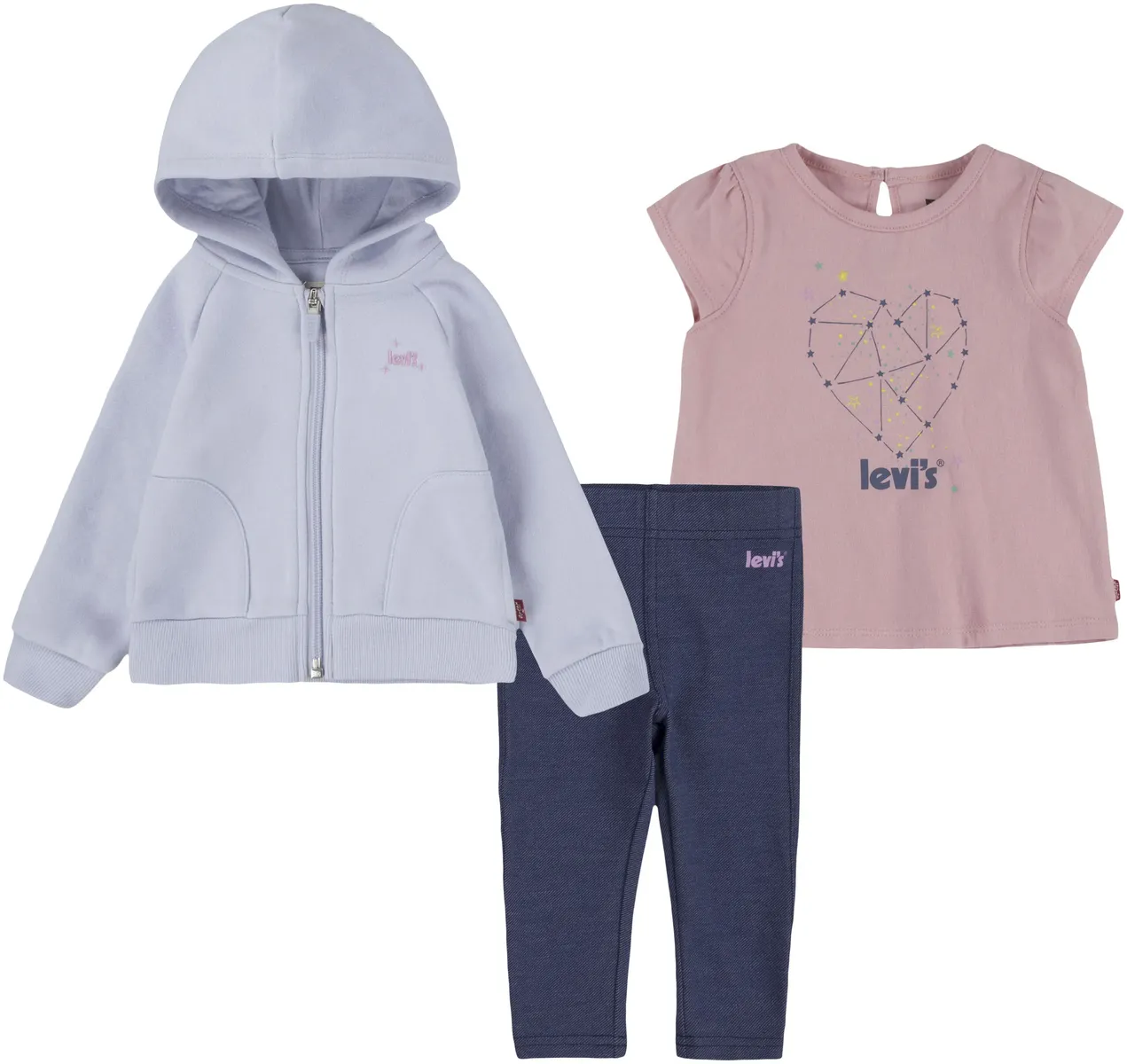 

Детская рубашка, брюки и куртка Levi's "LVG 3PCPANTSET HOODIE", для ДЕВОЧЕК Levi'S Kids, синий